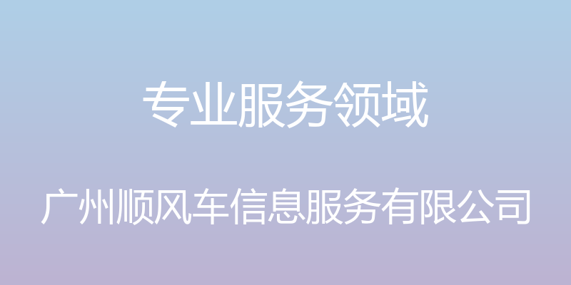 专业服务领域 - 广州顺风车信息服务有限公司